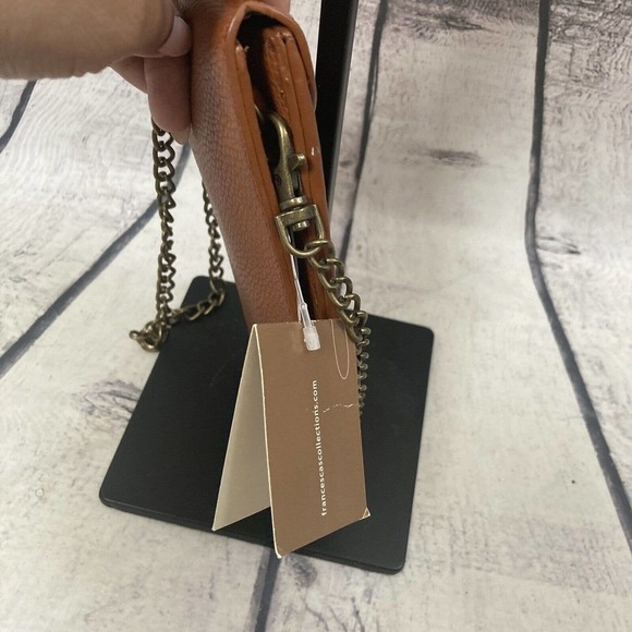 Francesca's Collection‎ Snap Flap Leather Cell Bag Brown Shoulder Bag New - Picture 5 of 13